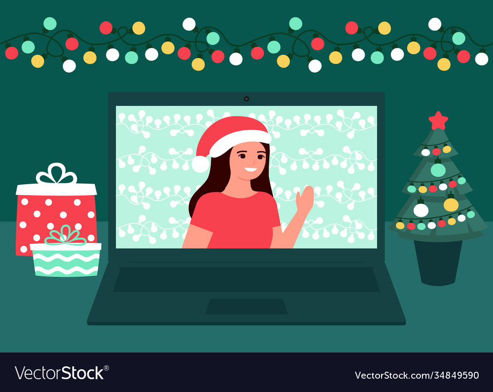 Woman communication online on christmas holiday