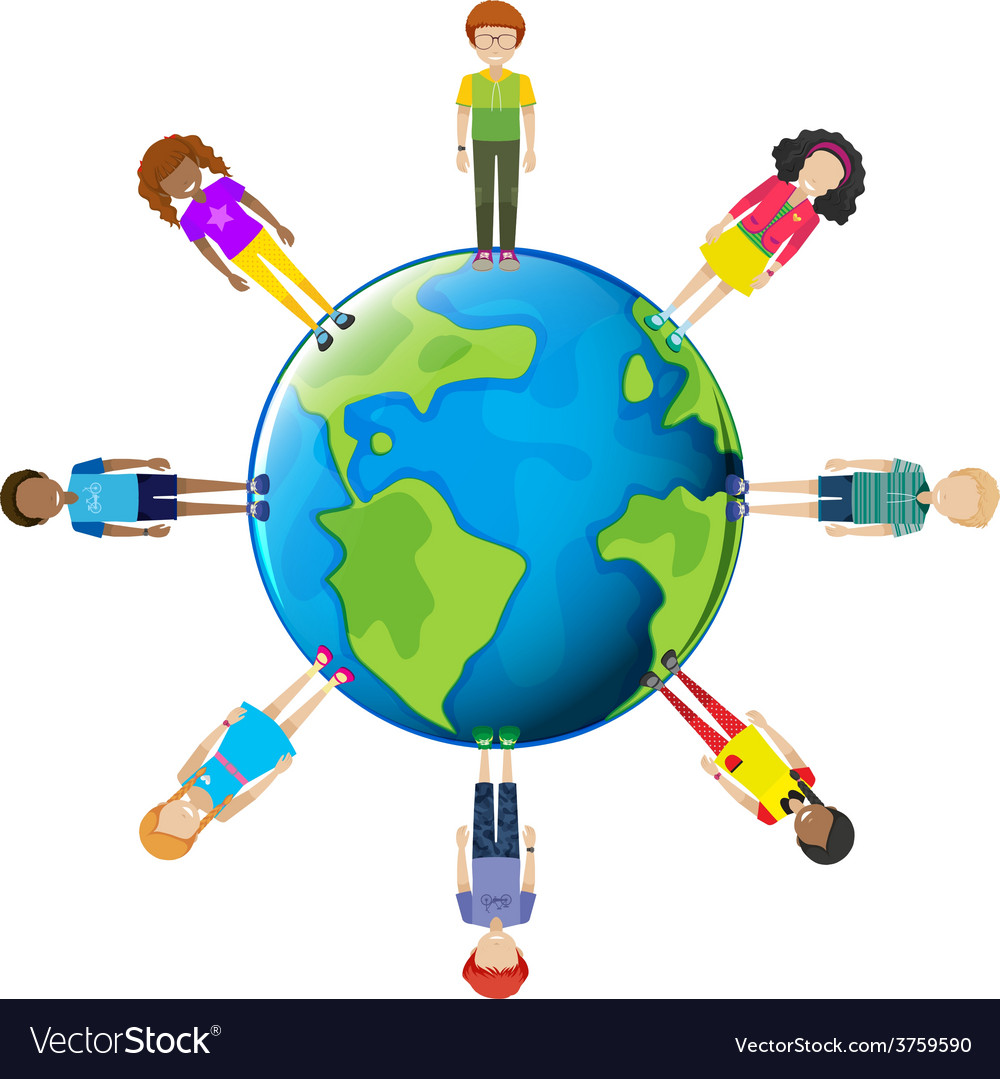 Youths around globe Royalty Free Vector Image - VectorStock