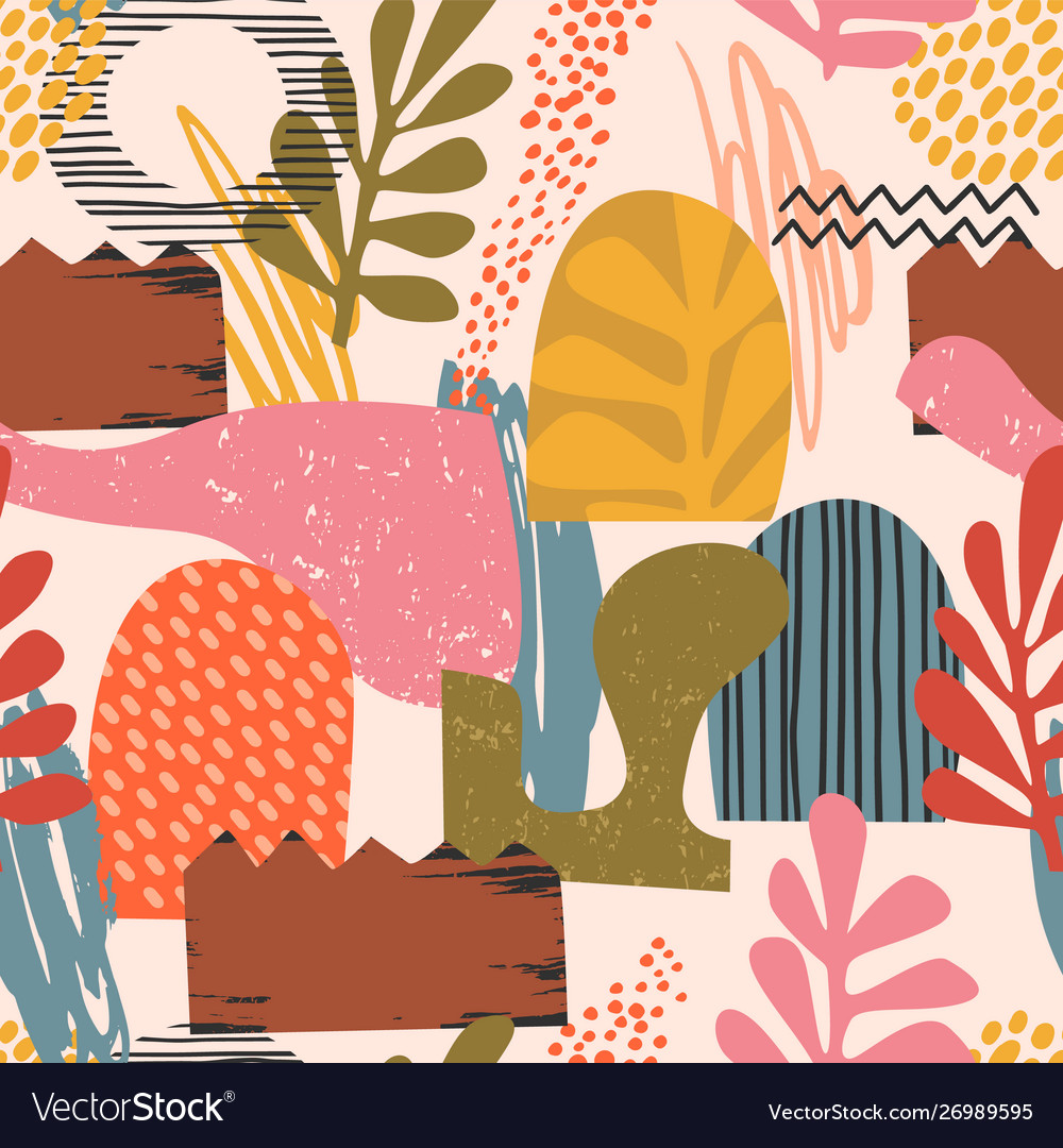 Abstract artistic seamless pattern with trendy vector image Abstract artistic seamless pattern with trendy