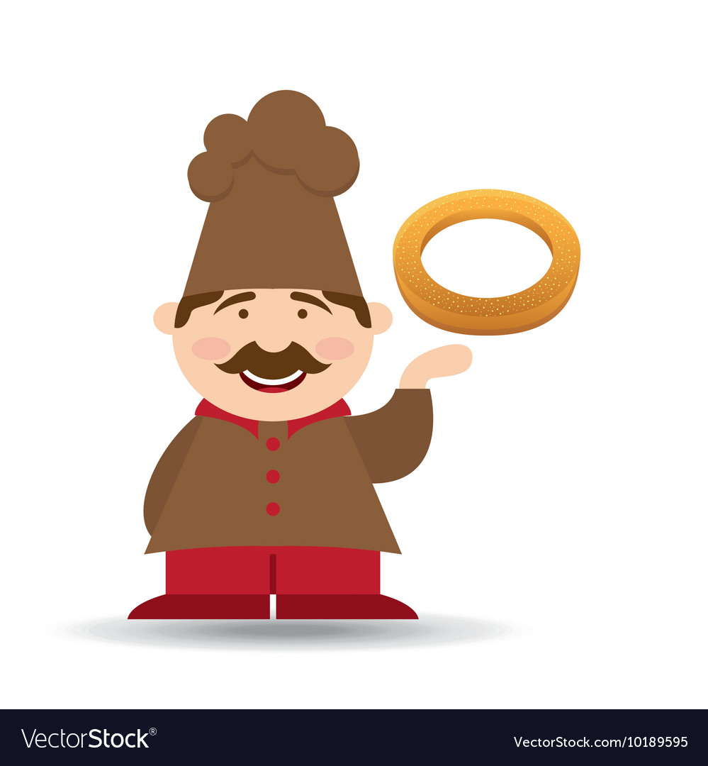 Baker holding bagel