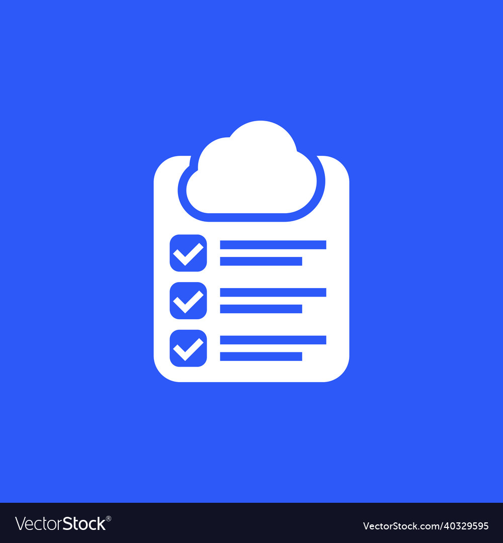 Cloud and checklist icon for web