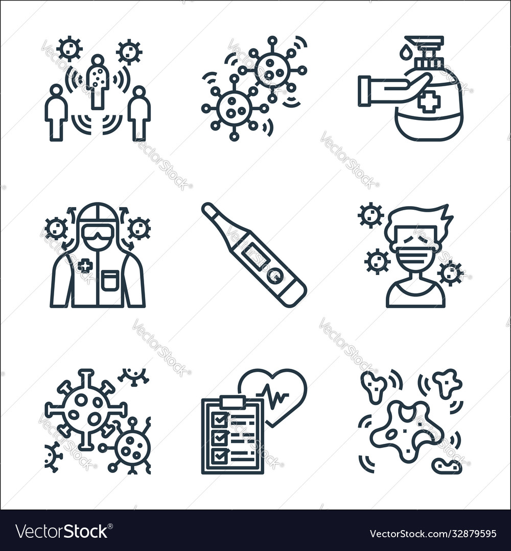 Coronavirus line icons linear set quality line Vector Image