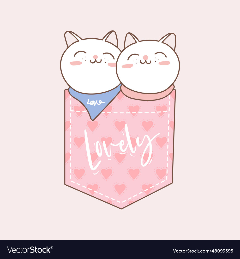 Cute couple cat in pocket design for valentines