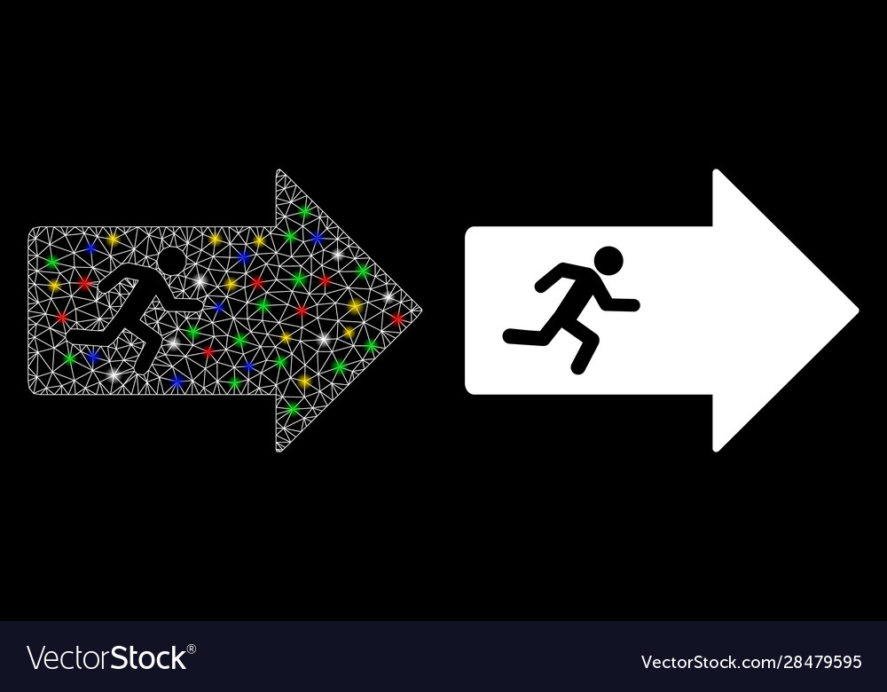 Flare mesh wire frame exit arrow icon with vector image Flare mesh wire frame exit arrow icon with