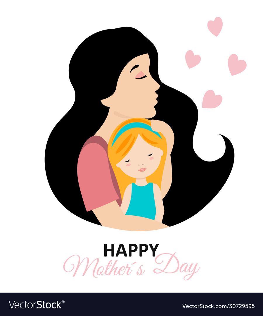 Mothers day card embraced mother and daughters Vector Image