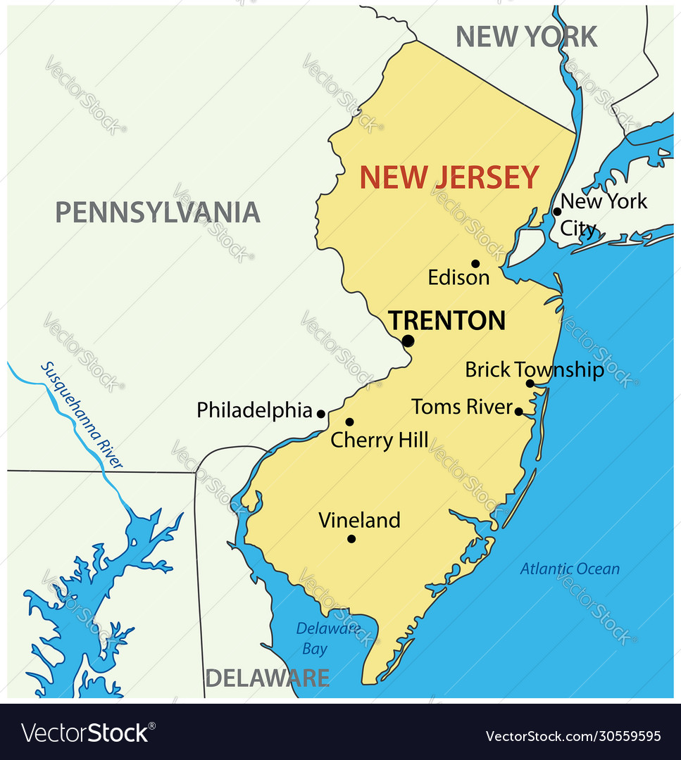 New jersey - state usa Royalty Free Vector Image