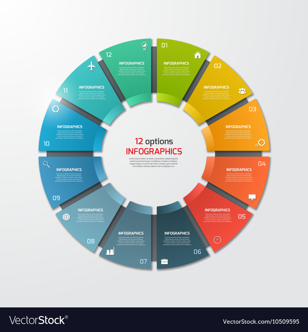 Pie Chart Infographic Template 12 Options Vector Image