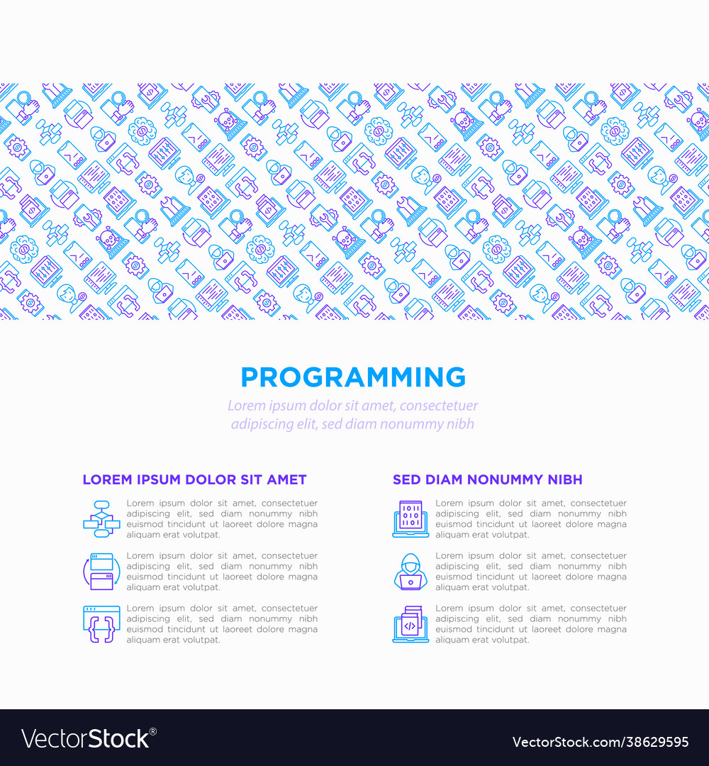 Programming concept with thin line icons