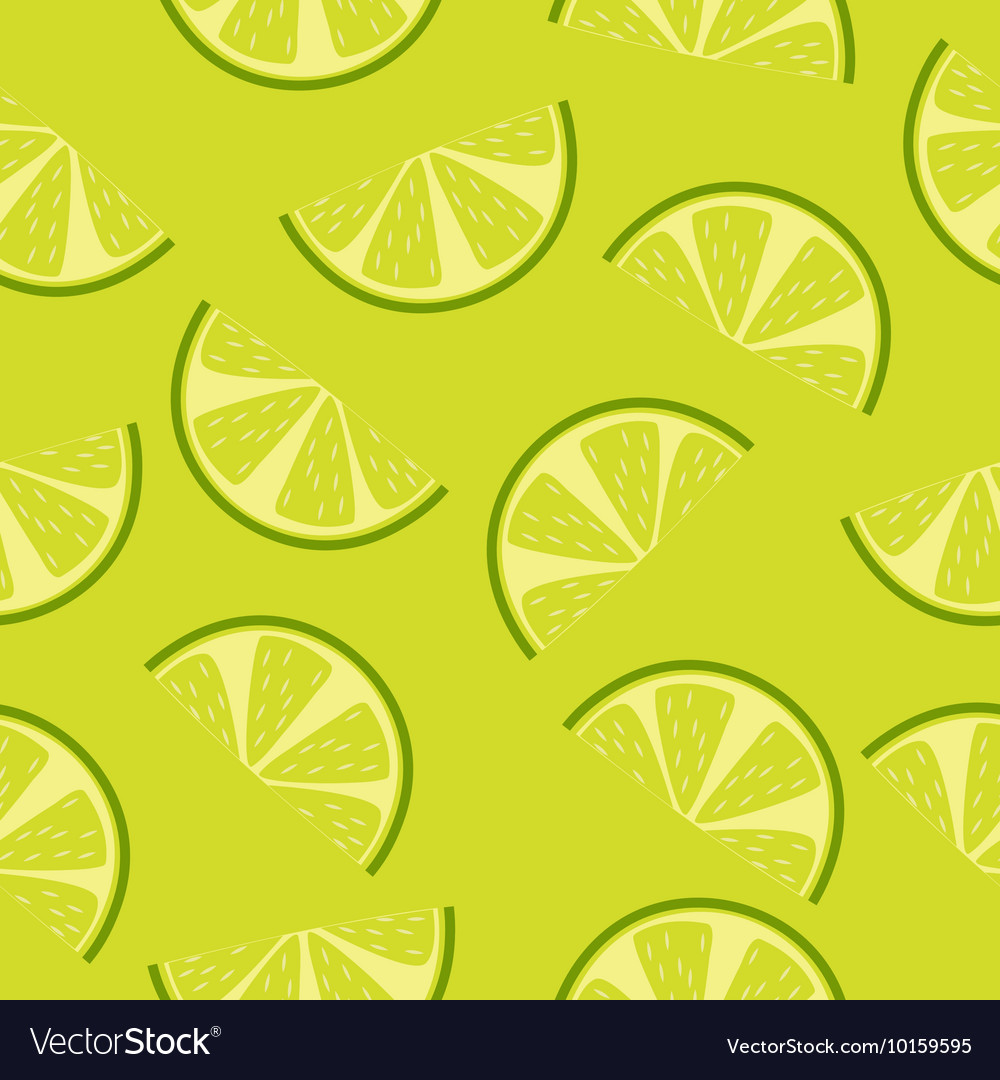 Seamless pattern of green lime slices