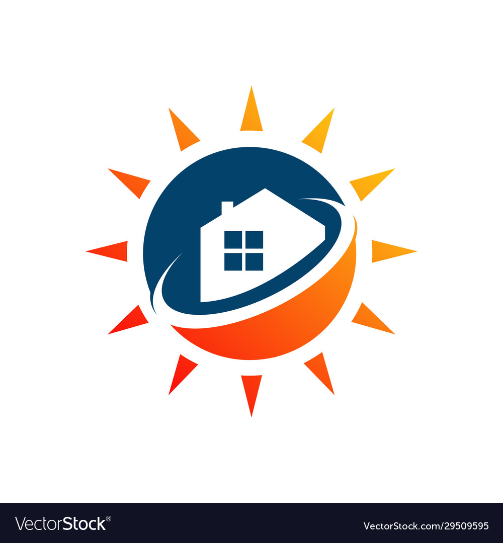 Solarenergie Logo Ikone Sonne und Dach Design vector image Solarenergie Logo Ikone Sonne und Dach Design
