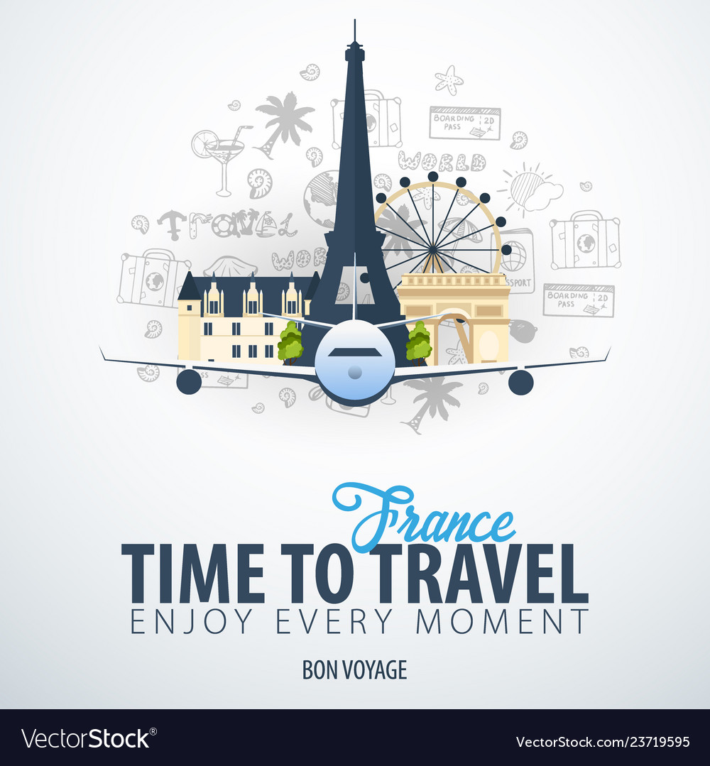 Travel To France Time Banner Royalty Free Vector Image travel-to-france-time-banner-royalty-free-vector-image