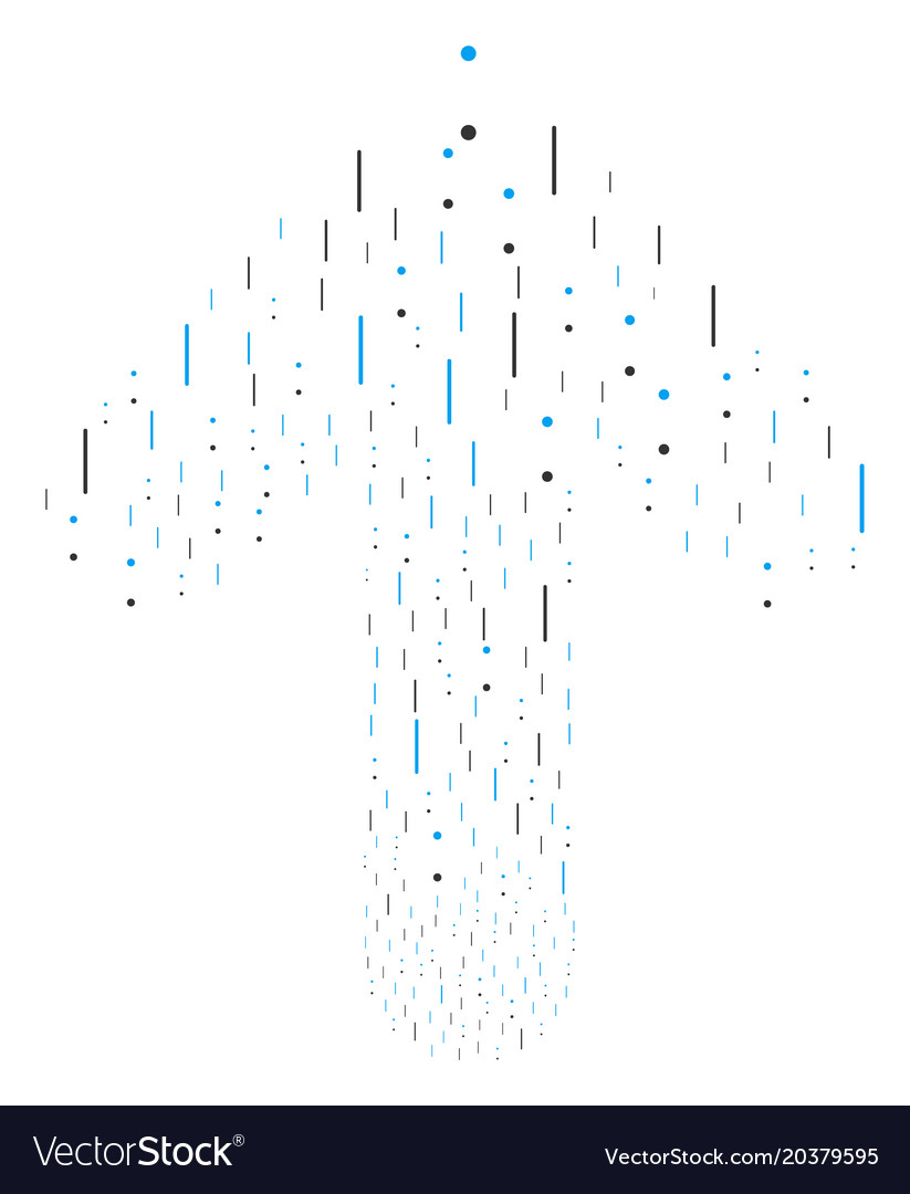 Upwards move arrow shape with lines and dots