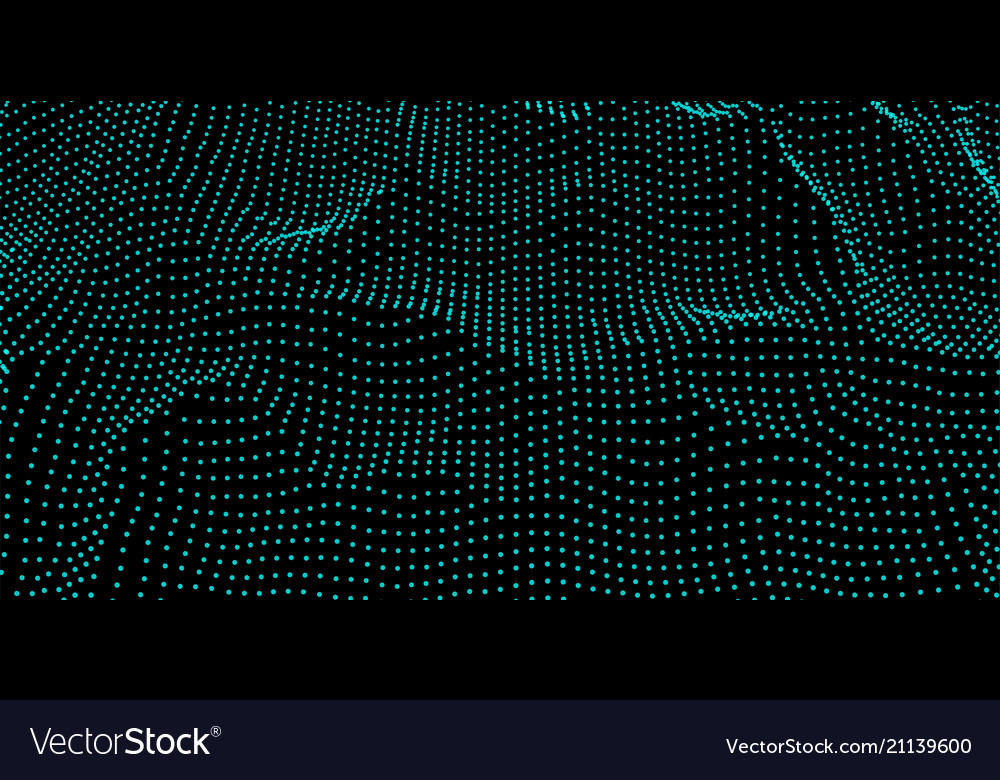 Abstract digital wave grid consist of particles vector image Abstract digital wave grid consist of particles