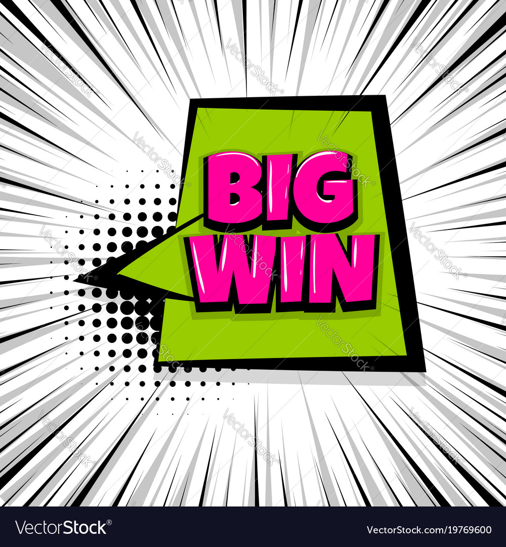 Big win comic text stripperd backdrop Royalty Free Vector