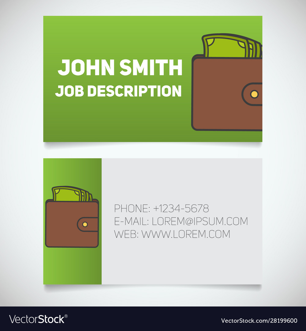 Business card print template with wallet and cash