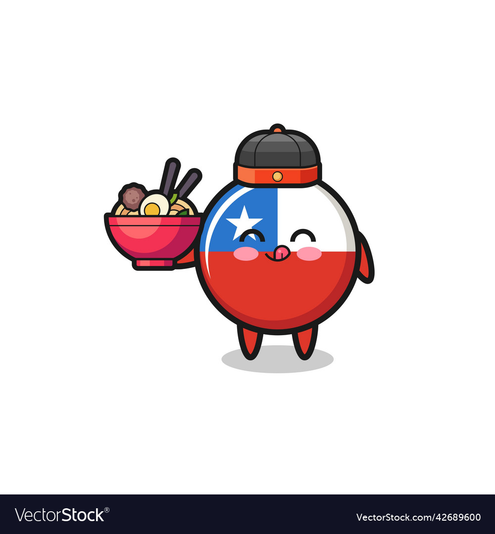 Chile flag as chinese chef mascot holding