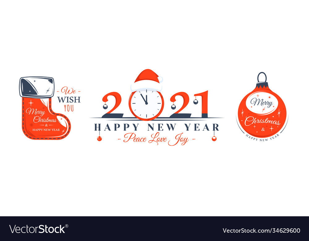 Christmas labels set isolated on white background Vector Image