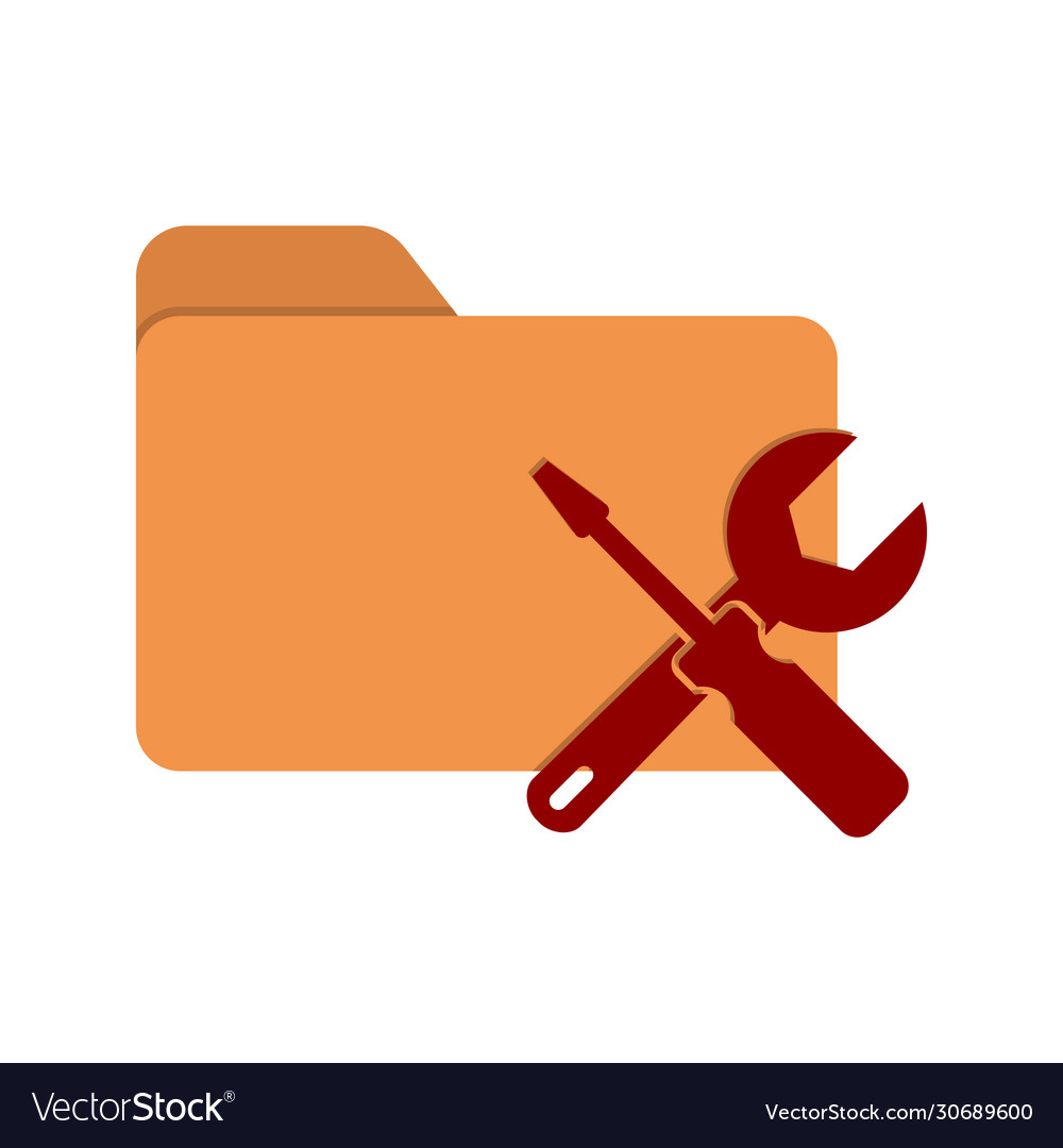 Color folder icon with a screwdriver and key vector image Color folder icon with a screwdriver and key