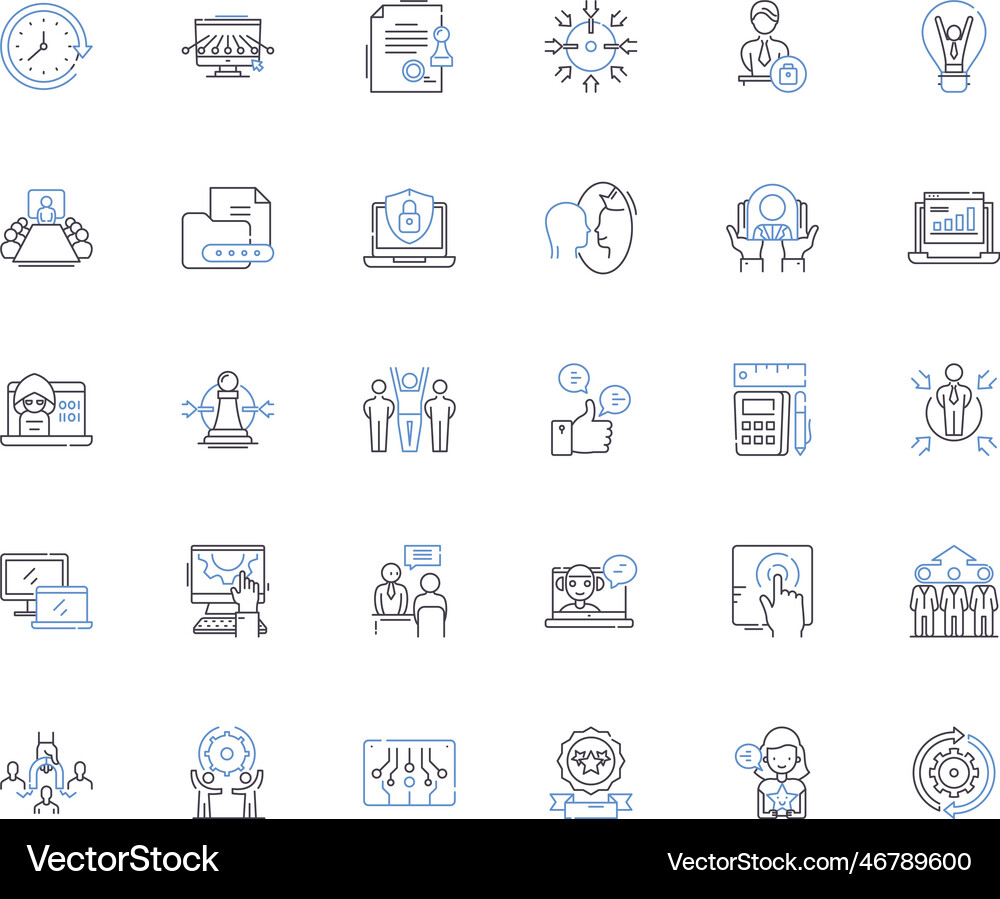 Corporate partnership line icons collection Vector Image