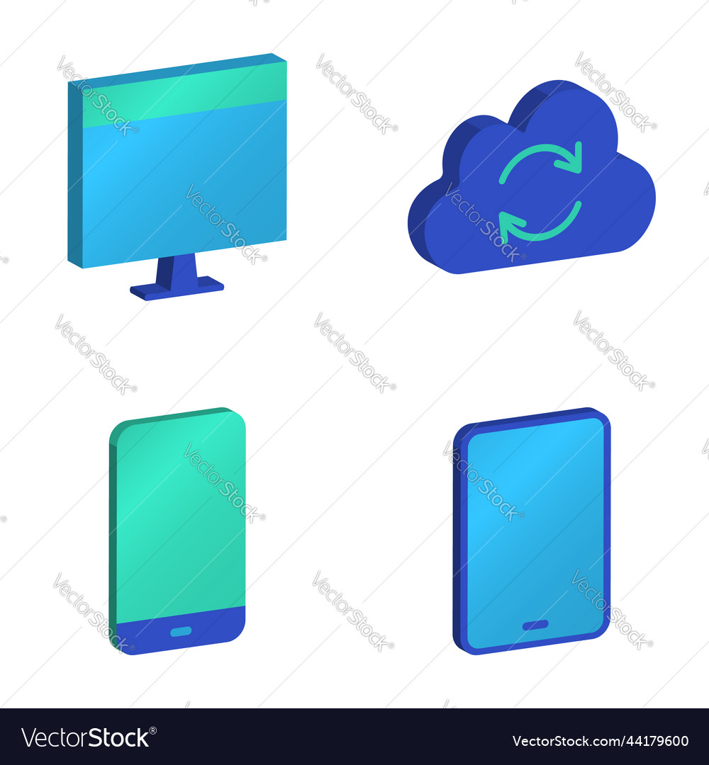 Digital devices isometric icon set
