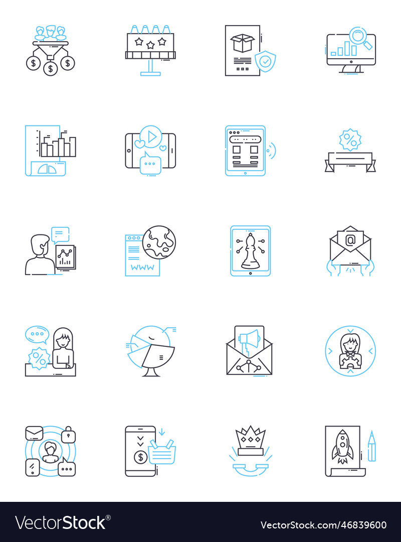 Email development linear icons set html vector image Email development linear icons set html