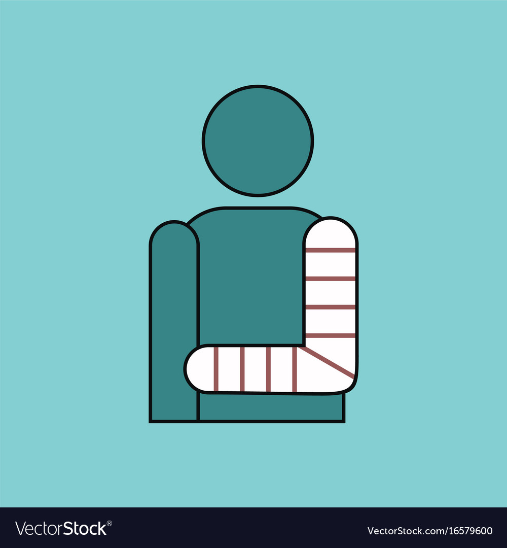 Flat icon design collection man with broken arm