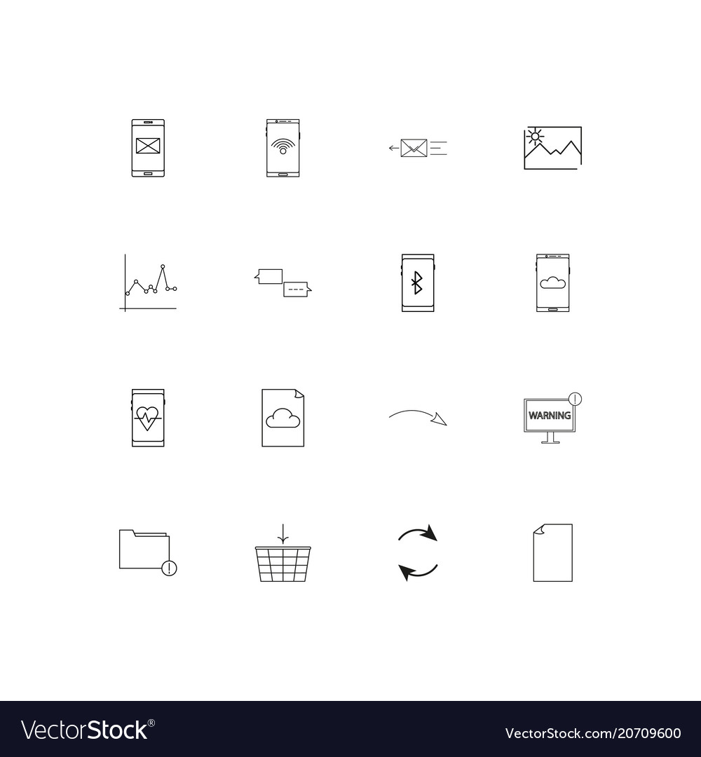 Network and database simple linear icons set