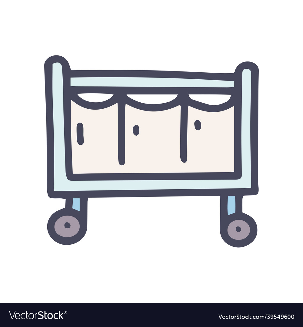 Rolling laundry basket color doodle simple