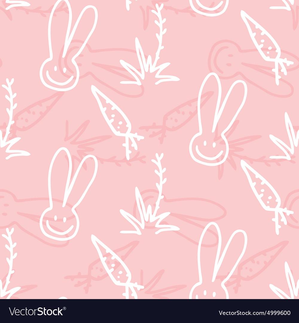 Seamless print pattern of rabbits carrots