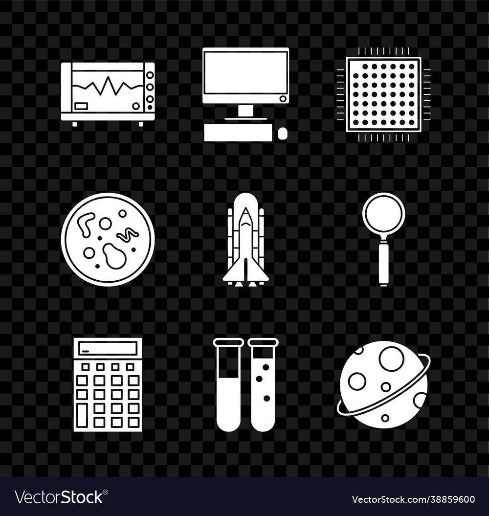 Set computer monitor with cardiogram keyboard