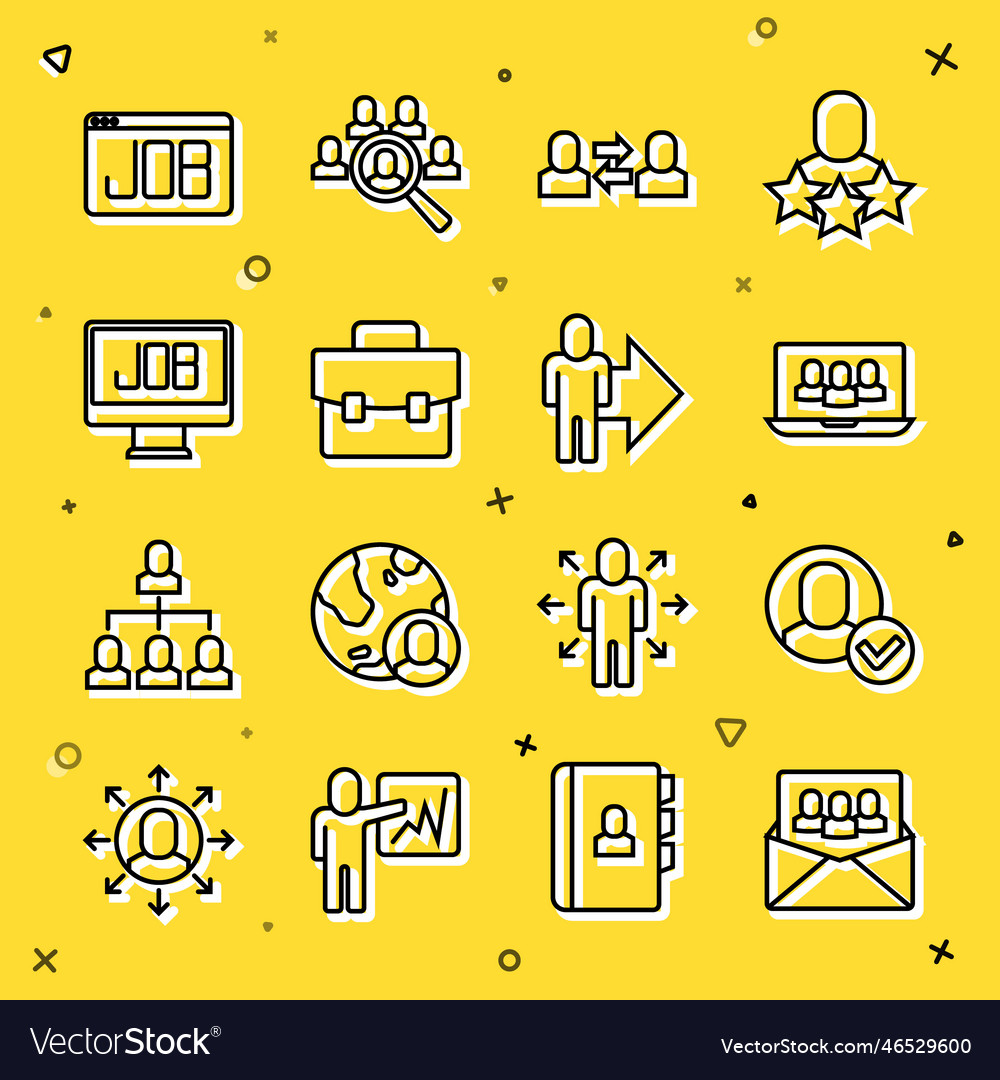 Set line project team base worker exchange work vector image Set line project team base worker exchange work