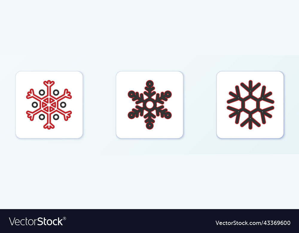 Set line snowflake and icon Vector Image Set line snowflake and icon