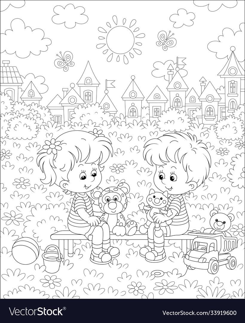 Small children playing on a playground vector image Small children playing on a playground