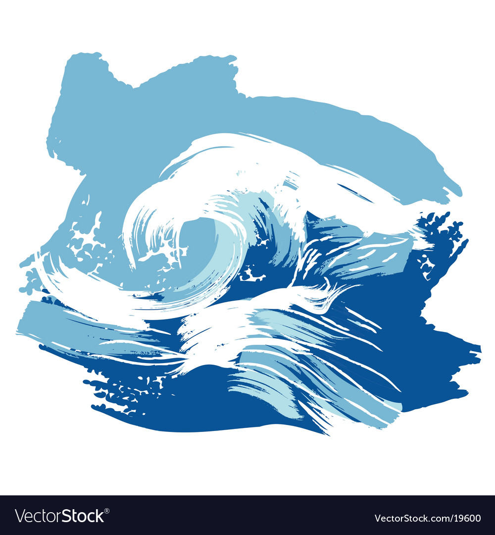 Download Stylized brushed ocean waves splash Royalty Free Vector