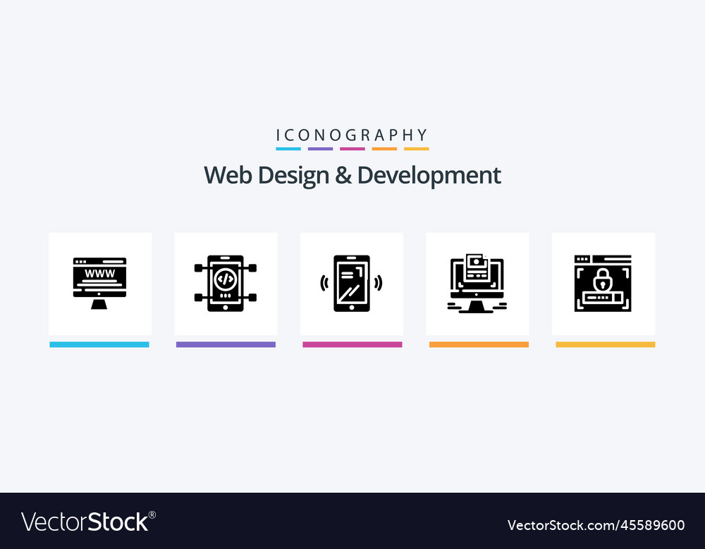 Web design and development glyph 5 icon pack