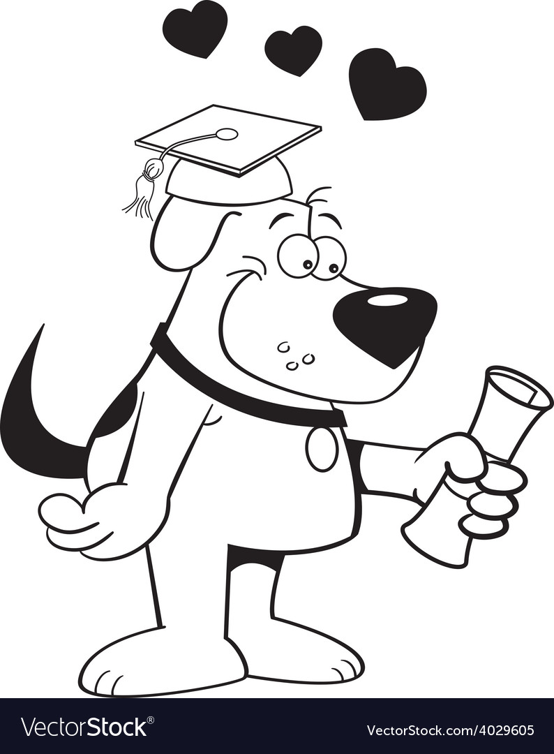 Cartoon dog holding a diploma