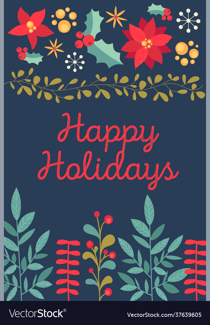 Christmas and happy new year colorful floral vector image Christmas and happy new year colorful floral