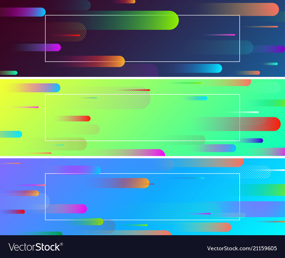 Bunte Banner mit Rahmen und geometrischem Muster