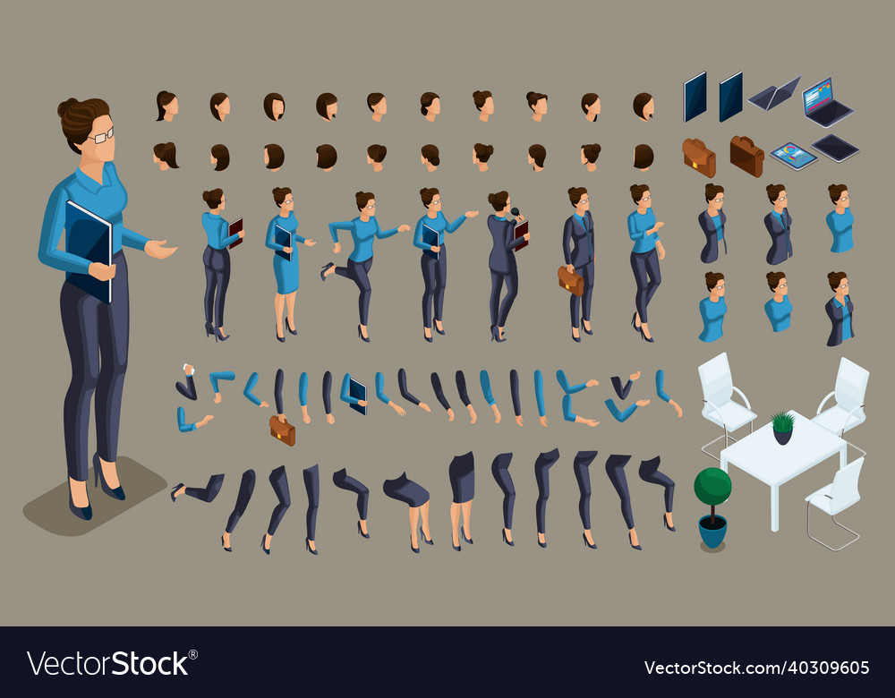 Create your own isometric office worker 3d Vector Image Create your own isometric office worker 3d