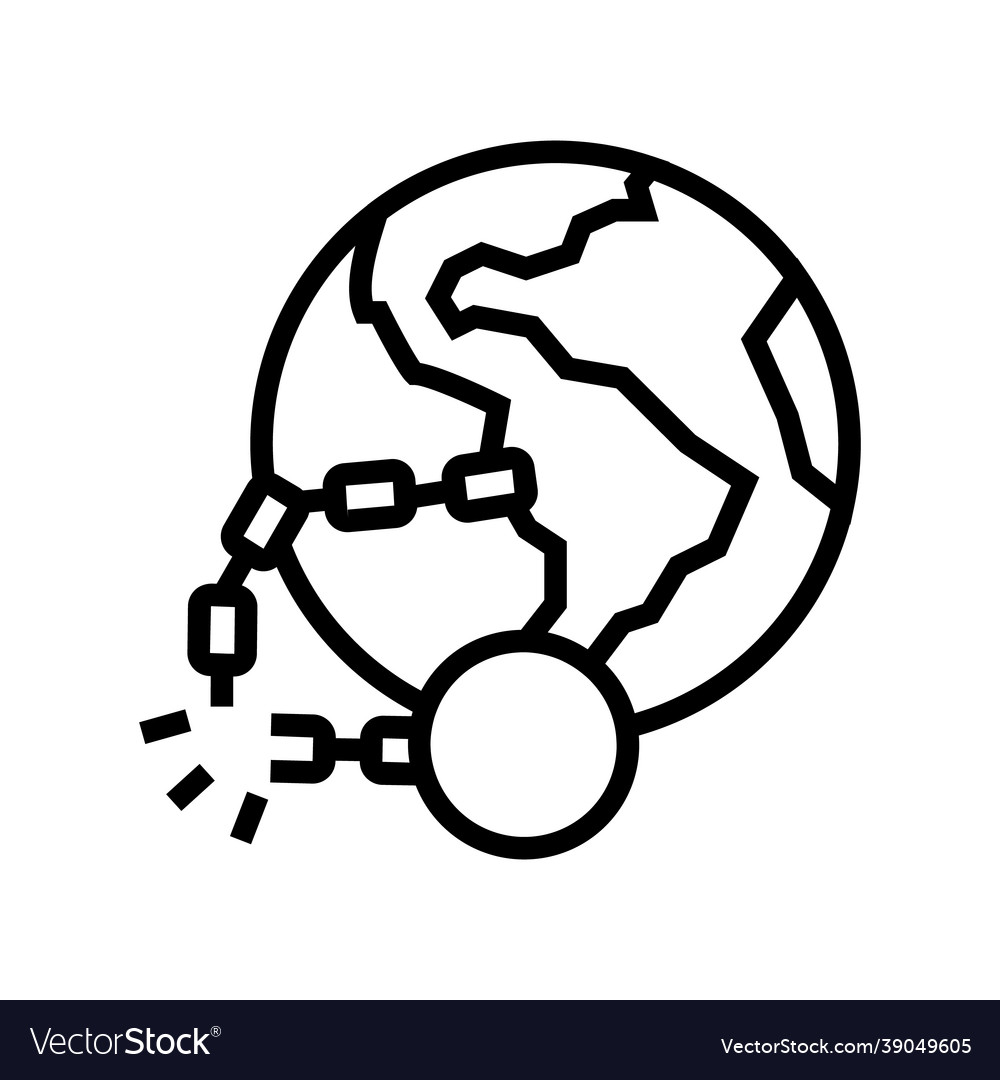 Decolonization social problem line icon Royalty Free Vector