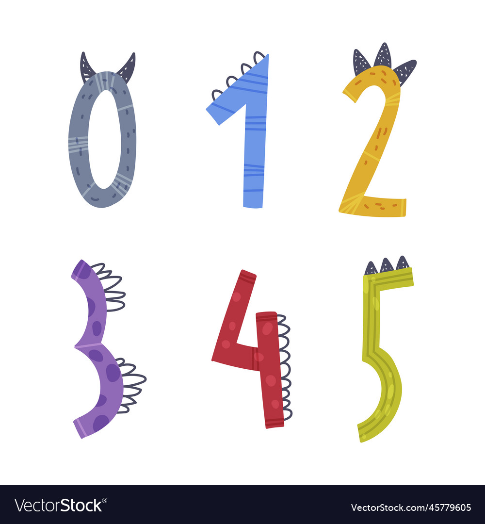 Dinosaur number or numeral with spikes isolated vector image Dinosaur number or numeral with spikes isolated