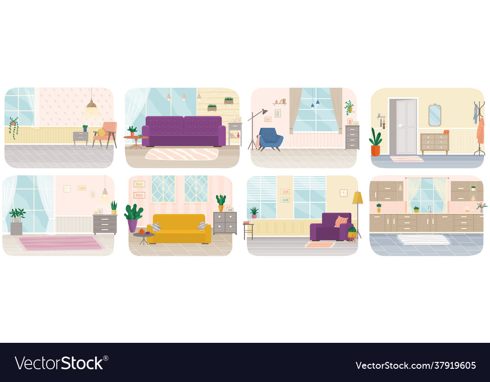 Flat design interior planning and arrangement Vector Image