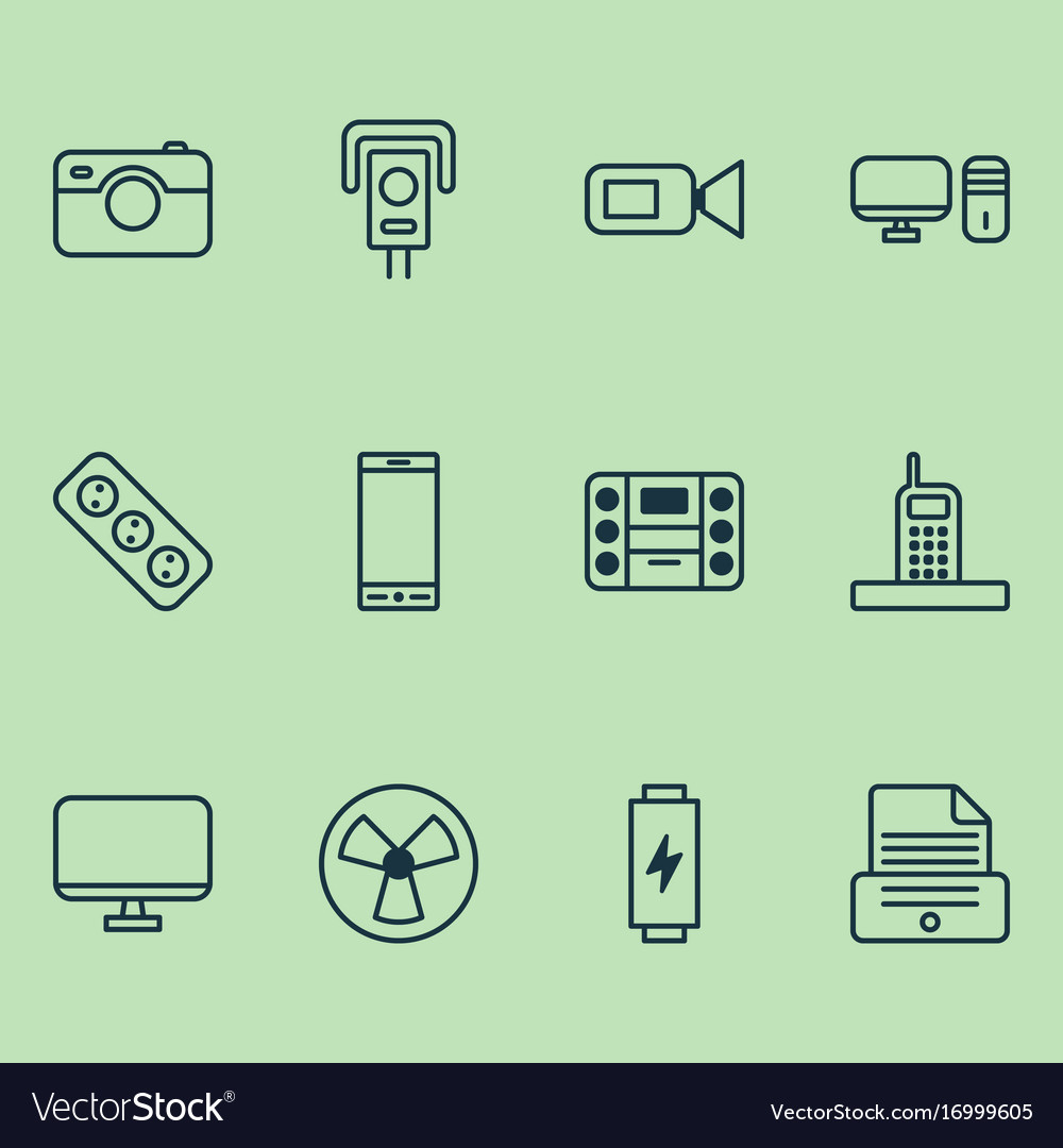 Gadget icons set collection of personal computer