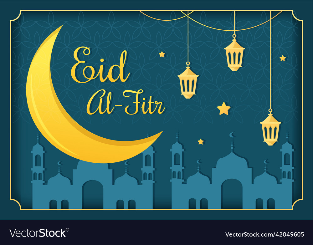 Happy Eid Ul-fitr Mubarak Background Royalty Free Vector