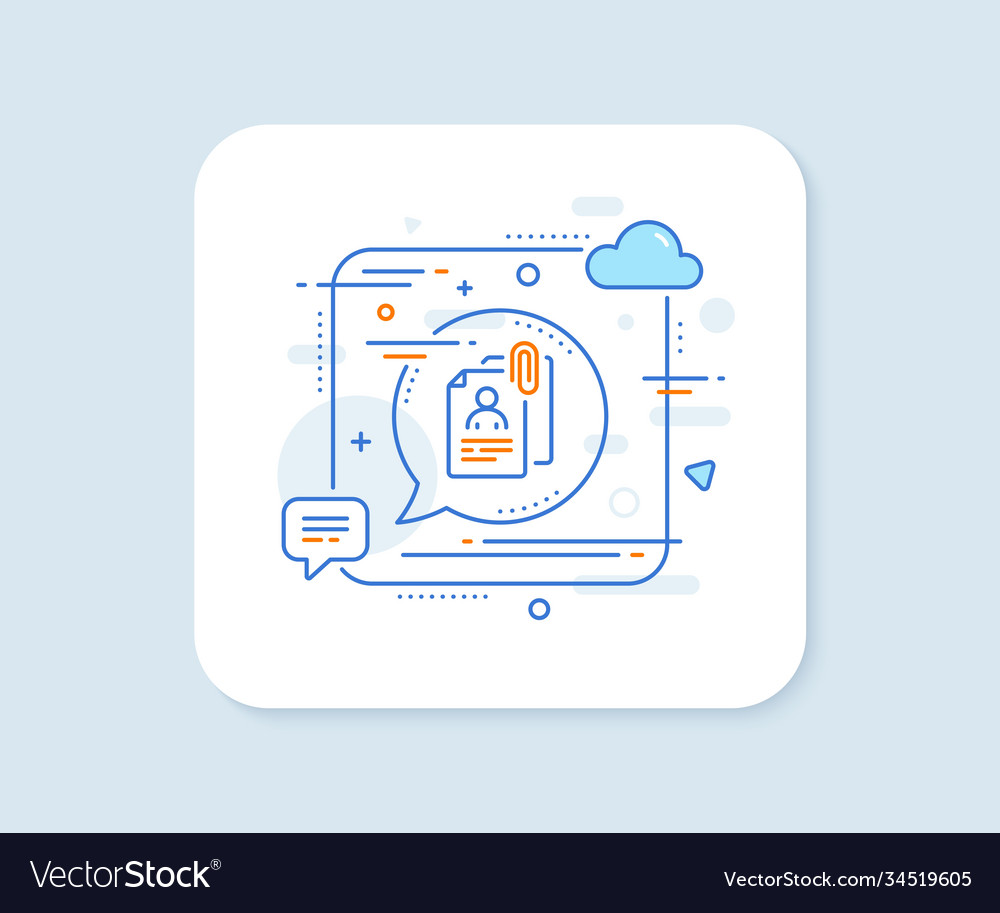 Interview documents line icon cv file attachment vector image Interview documents line icon cv file attachment