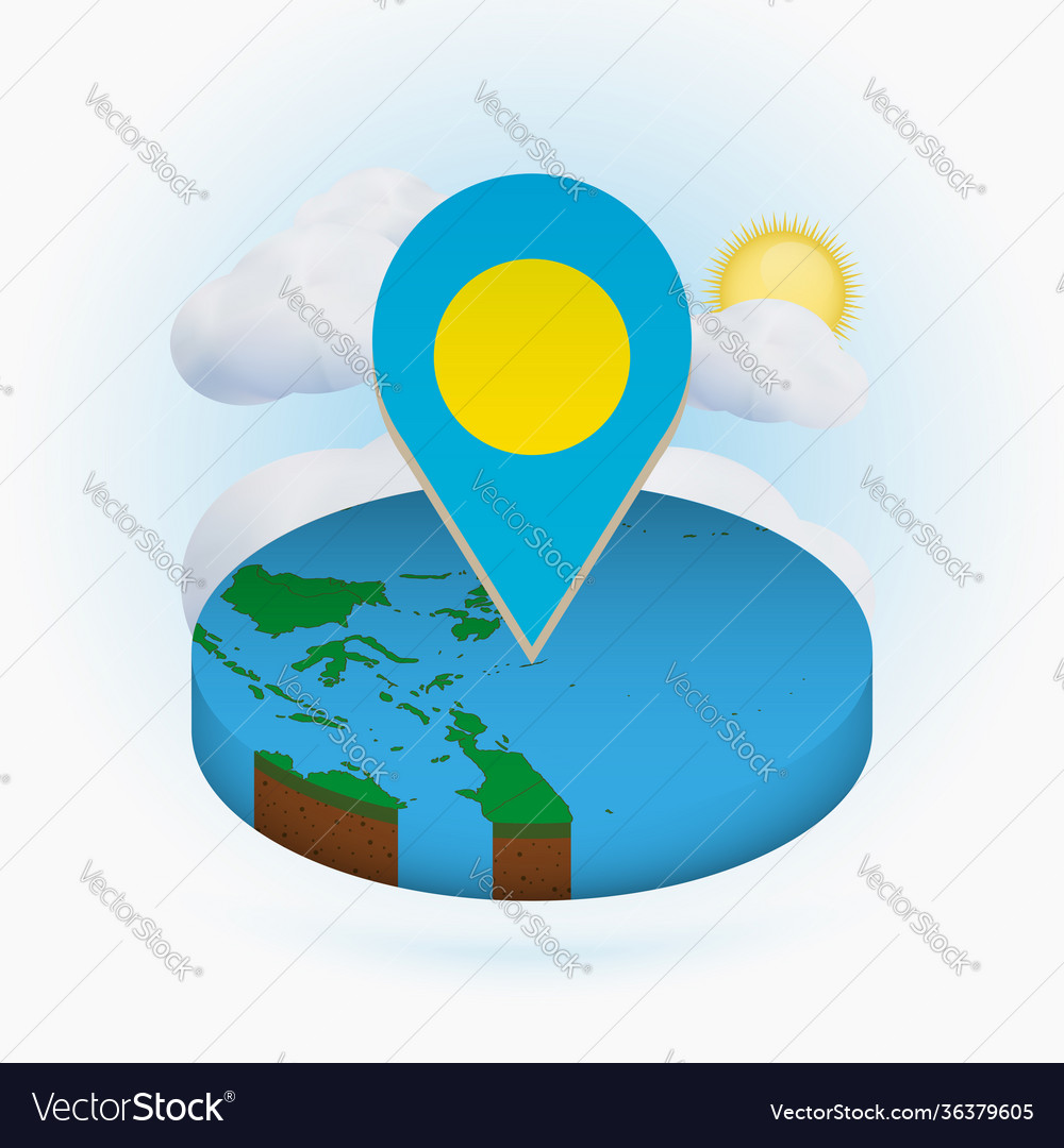 Isometric round map palau and point marker