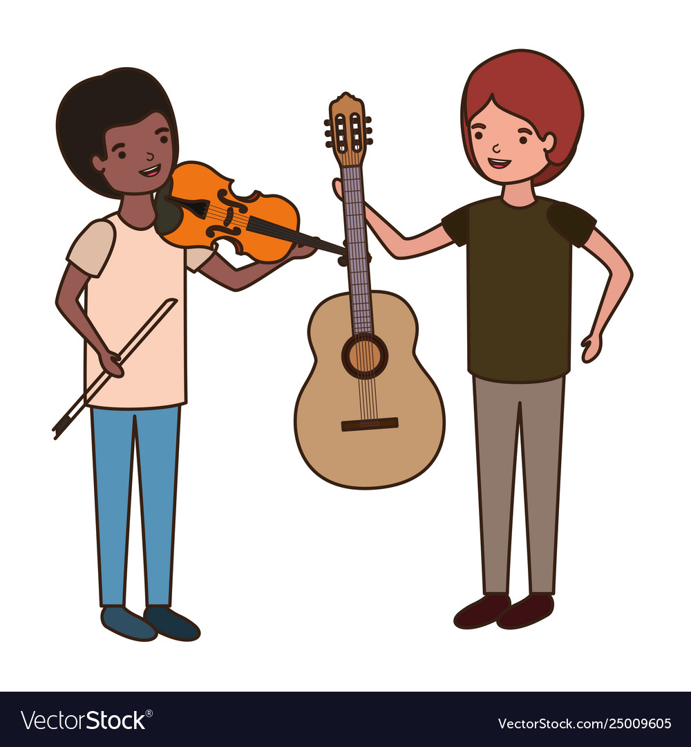 Men with musical instruments character Royalty Free Vector