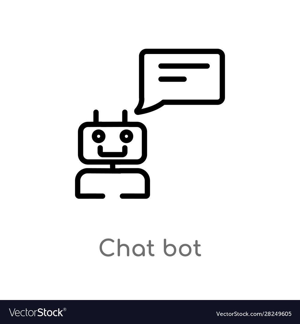 Outline chat bot icon isolated black simple line