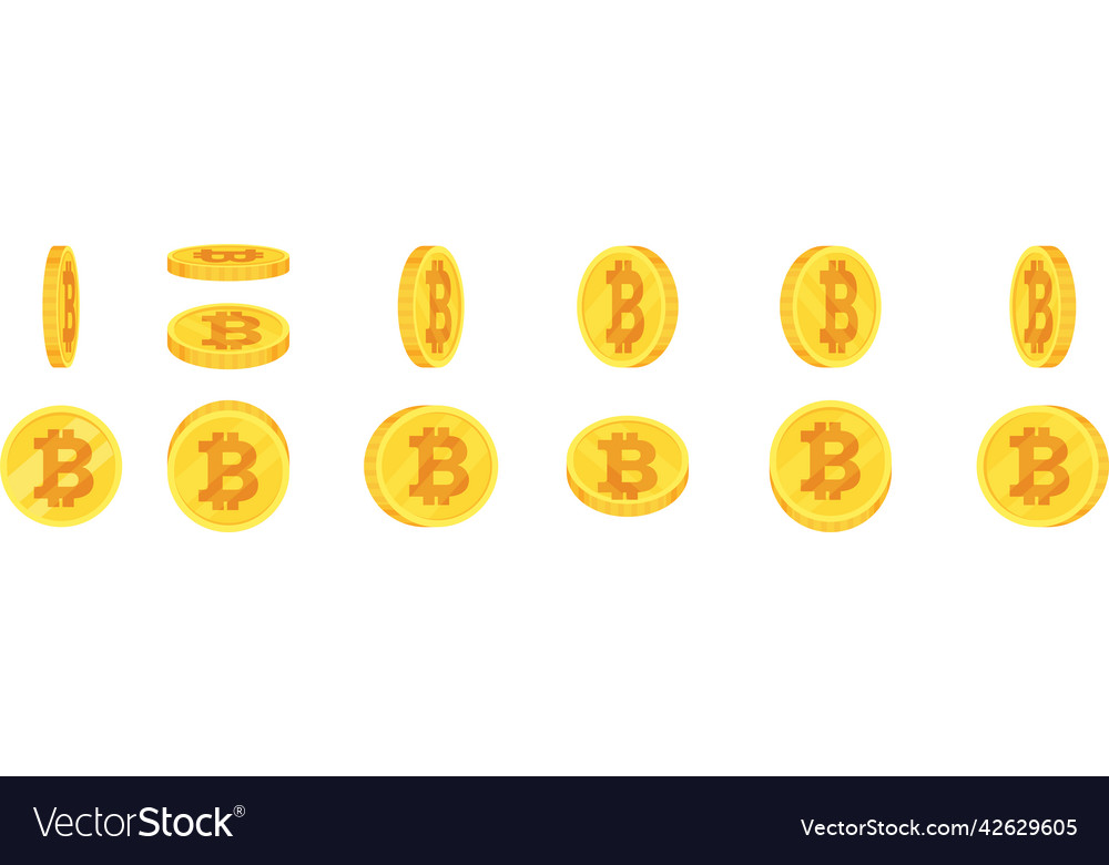 Rotating Gold Bitcoin Coin 3d Cartoon Money Vector Image Rotating Gold Bitcoin Coin 3d Cartoon Money Vector Image