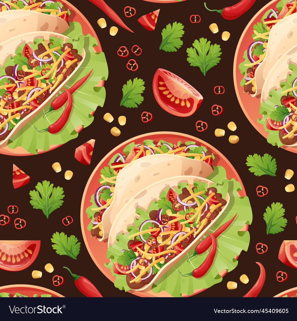 Seamless pattern with tacos texture Vector Image Seamless pattern with tacos texture